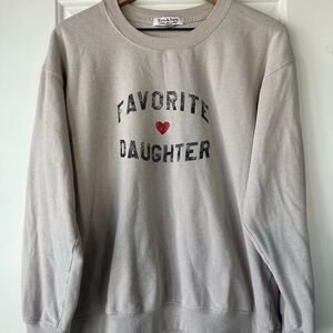 Beige Crewneck Sweatshirt with Red Heart